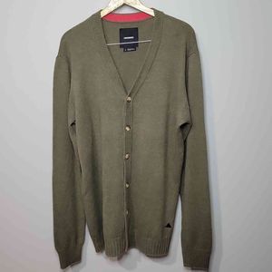Burton Unisex Army Green Long Line Cotton Angora Blend Button Up Cardigan Size L